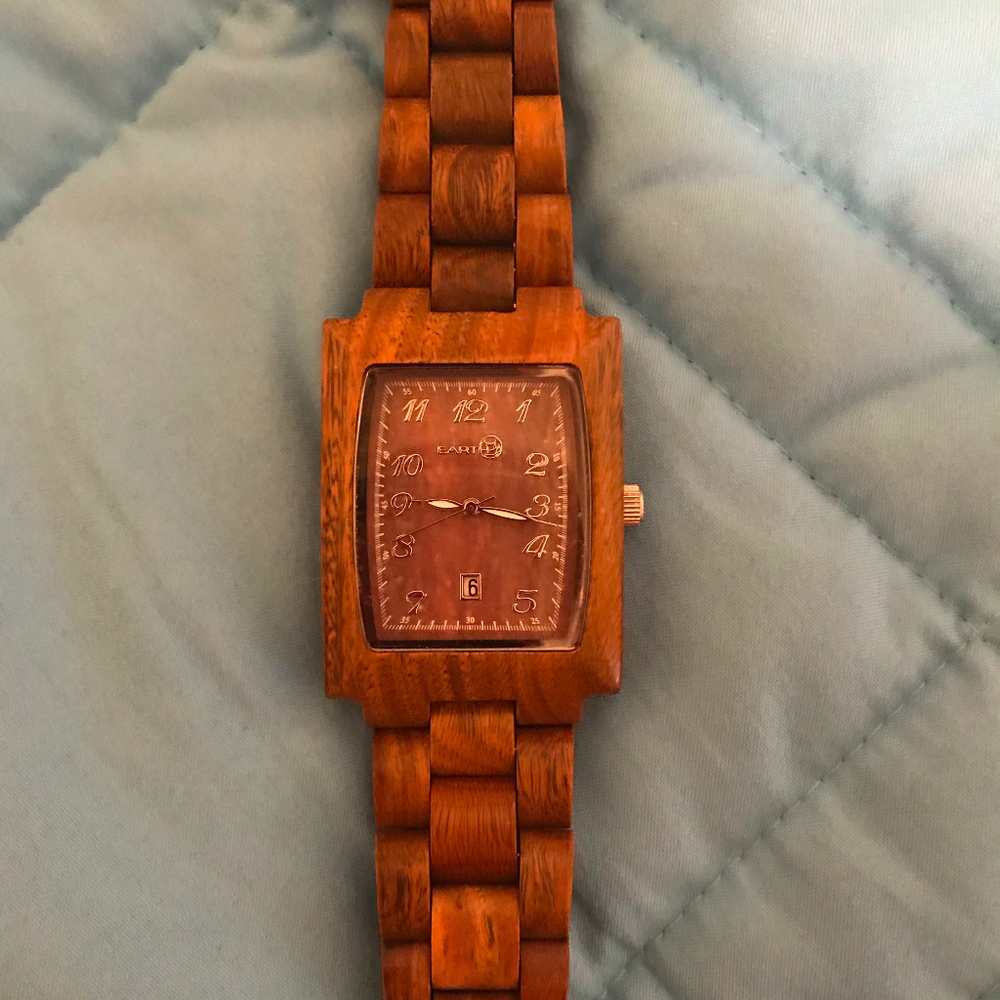 Earth Wood Bracelet Watch - Red